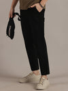 Straight Fit Summer Black Trousers