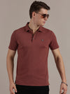 Dark Pink Textured Polo Tshirt