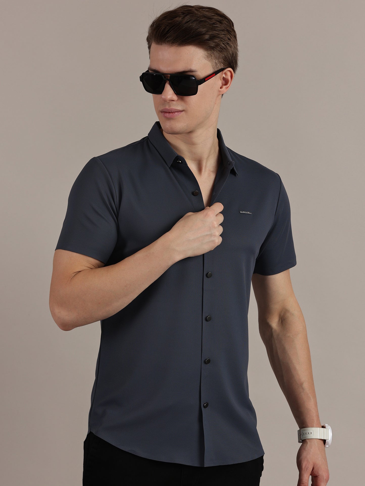 Blue Fine Textured Seamless Shirt