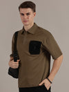 Brown Textured Polo Tshirt