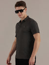 Grey Embossed Collar Polo Tshirt