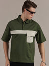 Green Drop Shoulder Polo Tshirt