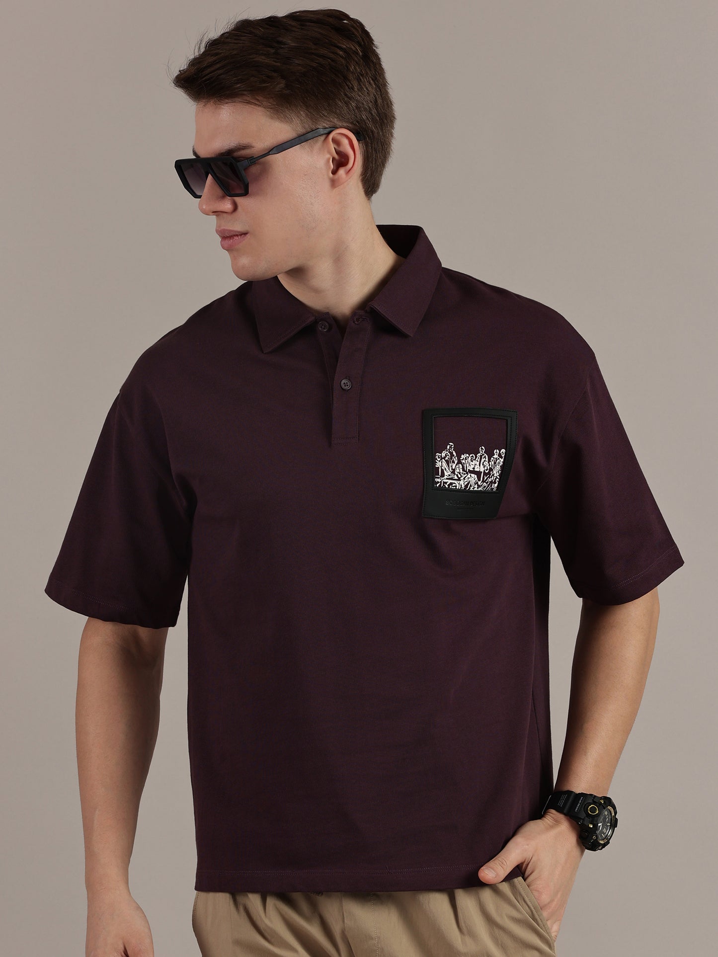 Wine Drop Shoulder Polo Tshirt