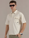 White Fine Textured Polo Tshirt