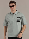 Mint Green Drop Shoulder Polo Tshirt