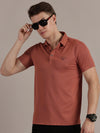 Pink Textured Polo Tshirt