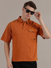 Orange Fine Textured Polo Tshirt