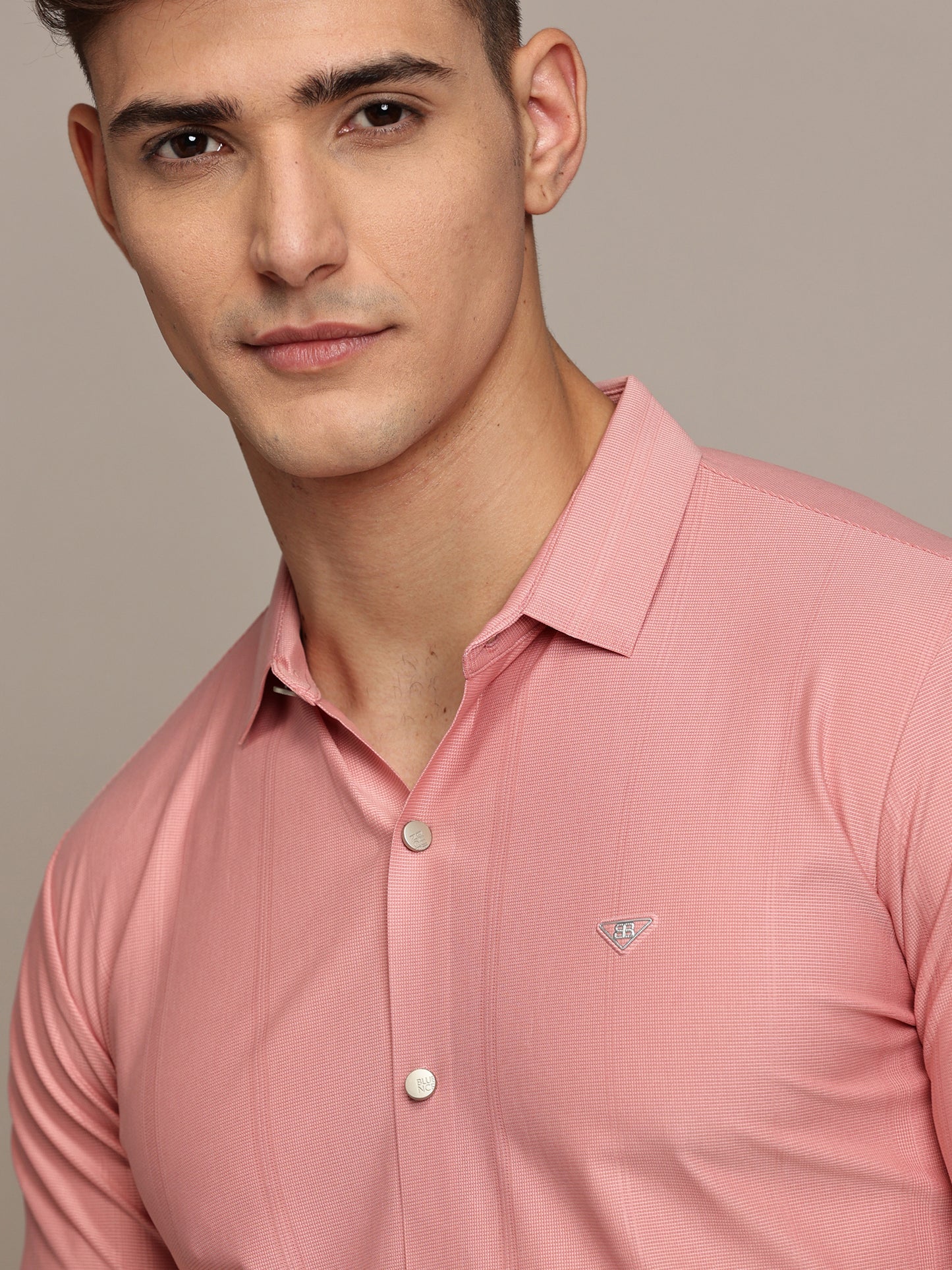 Self Striped Pink Shirt