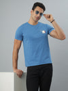 Blue Crew Neck Seamless Tshirt