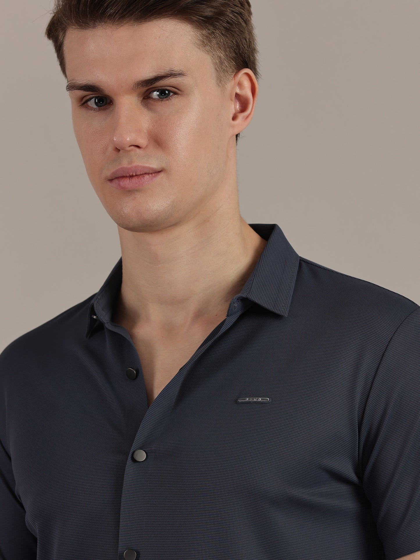 Blue Fine Textured Seamless Shirt