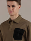 Brown Textured Polo Tshirt