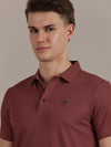 Dusty Pink Embossed Collar Polo Tshirt