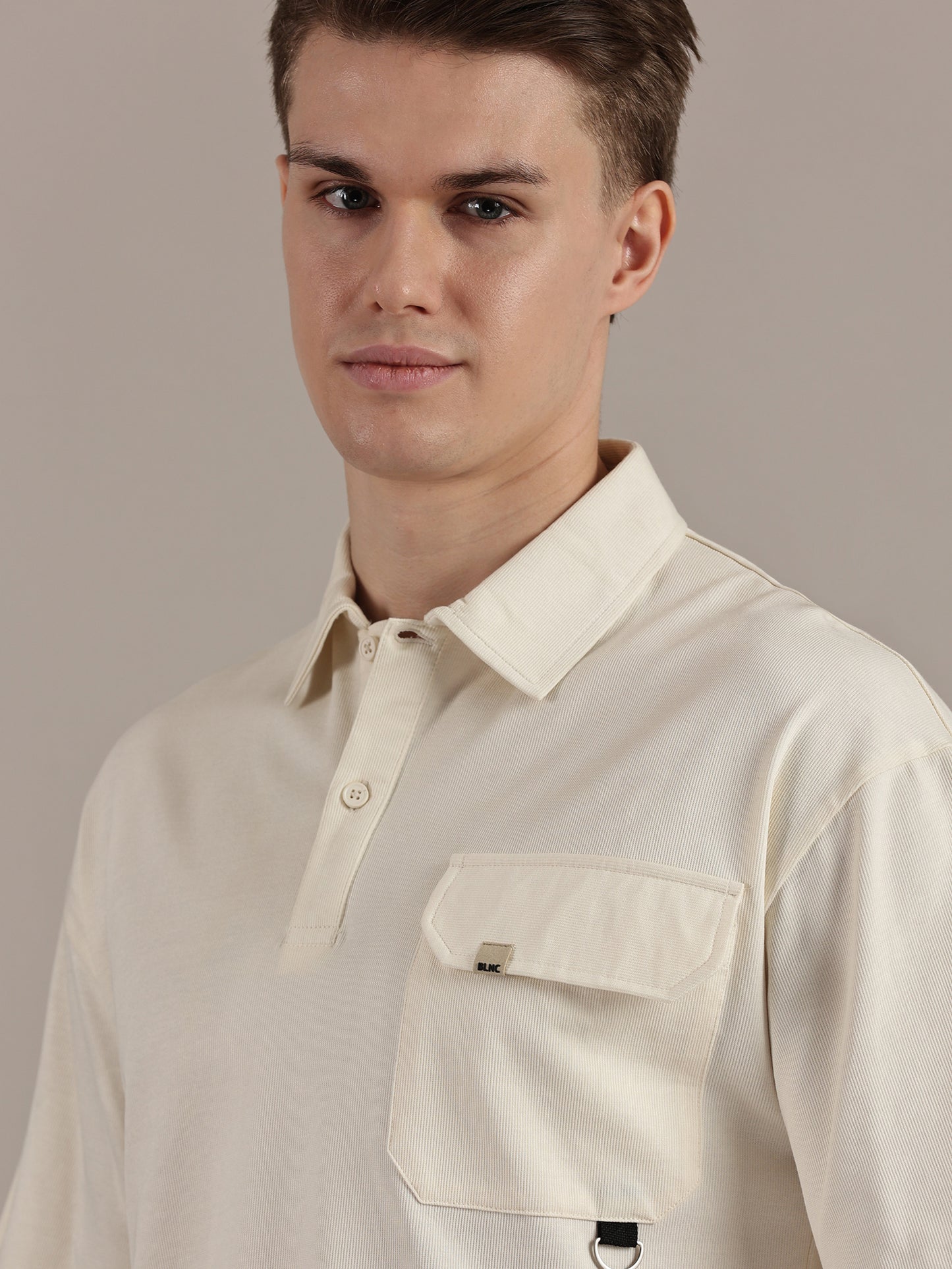 White Fine Textured Polo Tshirt