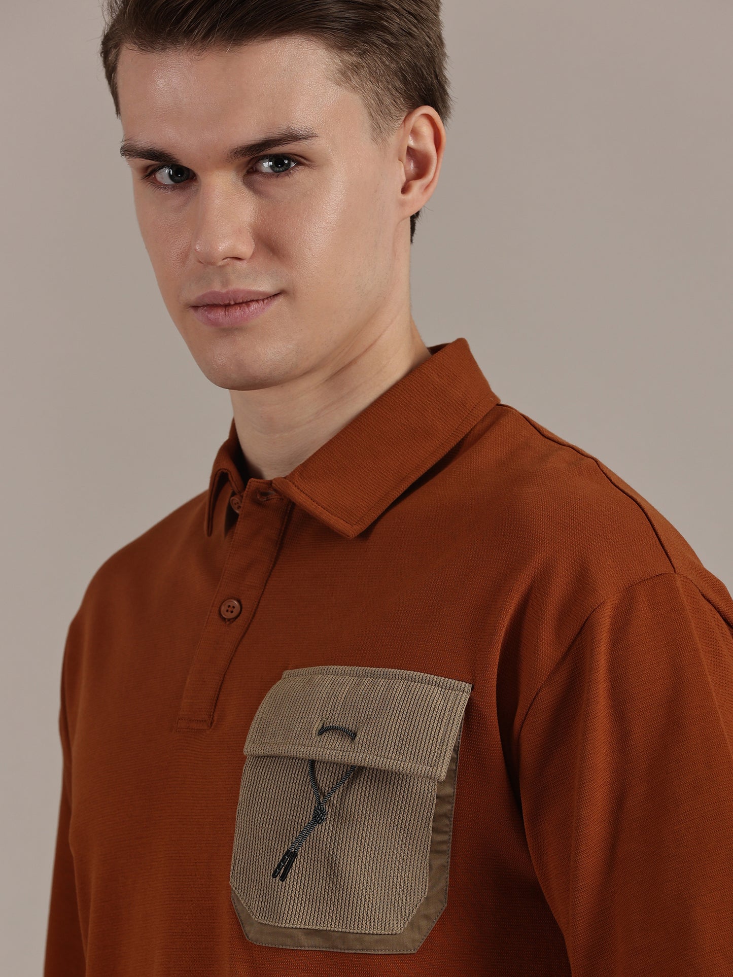 Rust Textured Polo Tshirt