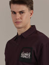 Wine Drop Shoulder Polo Tshirt