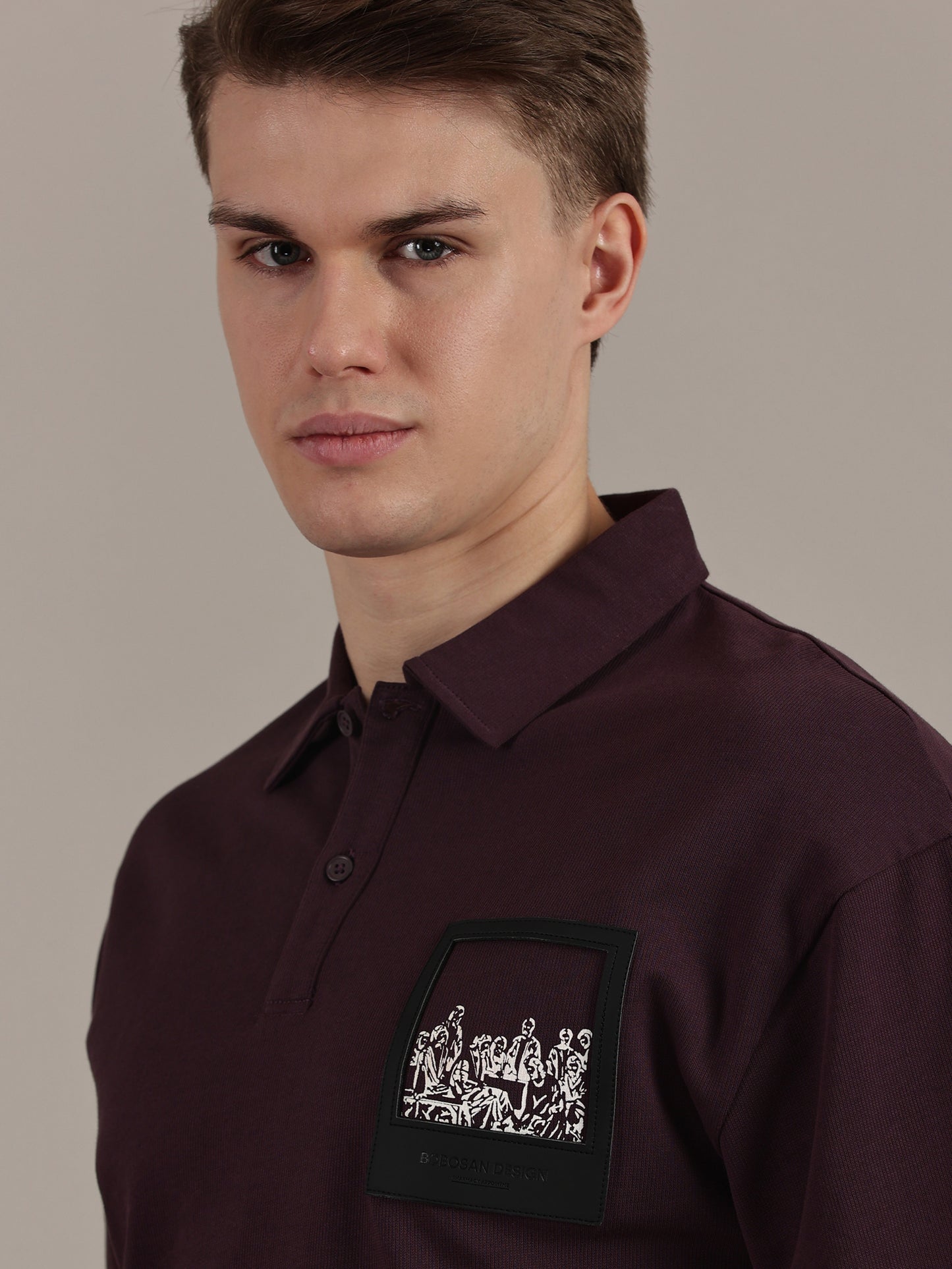 Wine Drop Shoulder Polo Tshirt