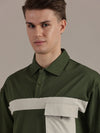 Green Drop Shoulder Polo Tshirt