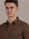 Brown Embossed Collar Polo Tshirt
