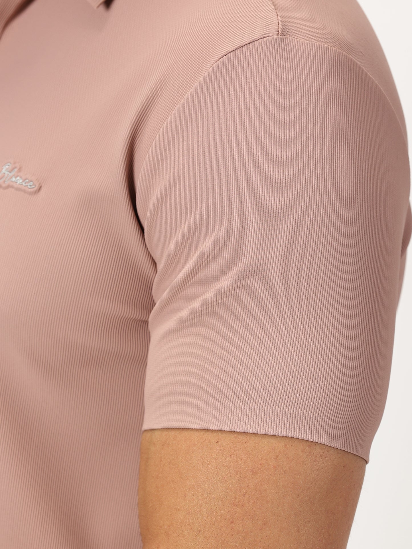 Ribbed Polo T-Shirt Dusty Pink
