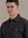 Blue Fine Textured Polo Tshirt