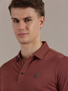 Dark Pink Textured Polo Tshirt