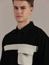 Black Drop Shoulder Polo Tshirt