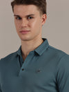 Teal Embossed Collar Polo Tshirt