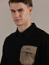Black Textured Polo Tshirt