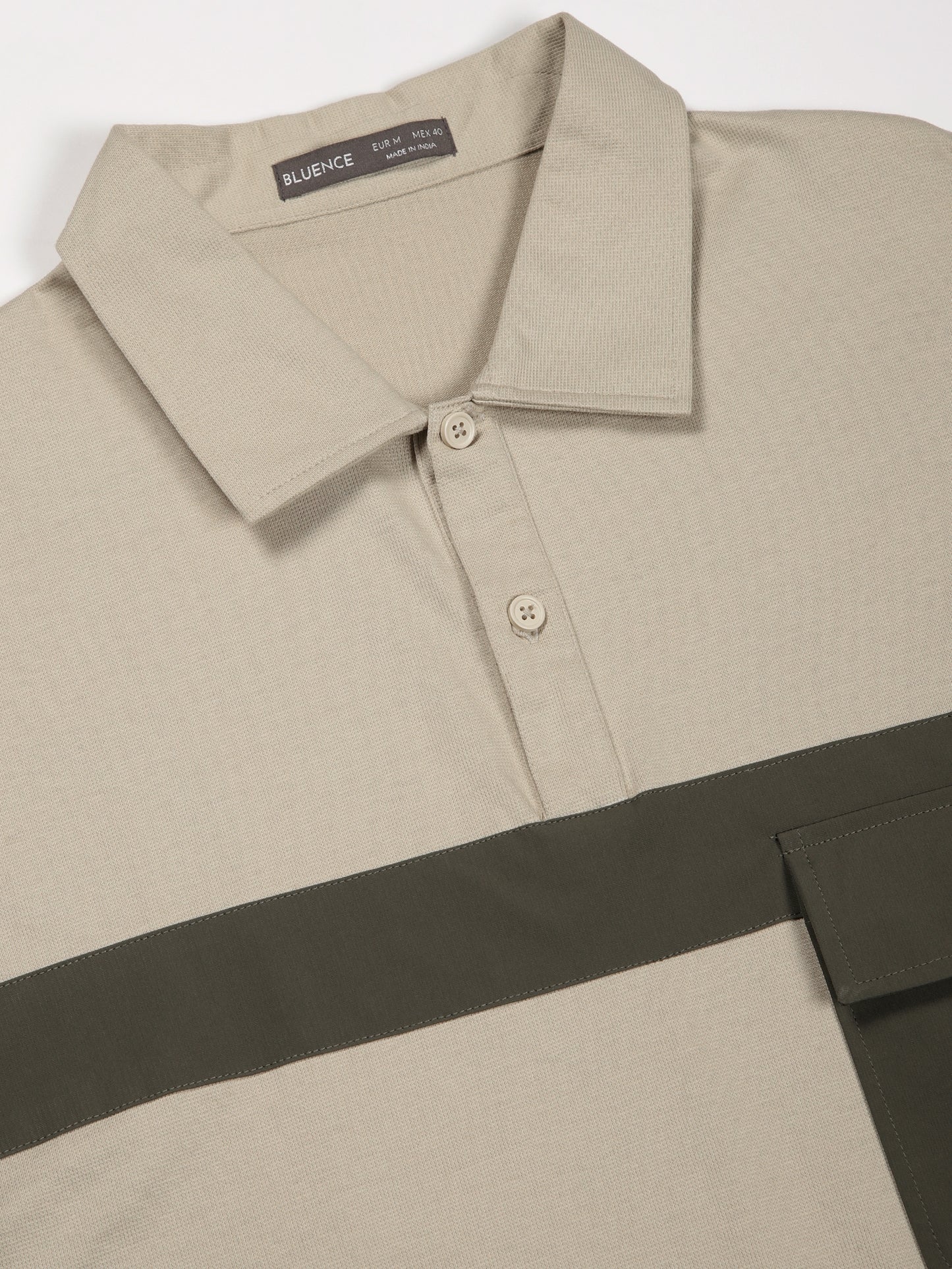 Beige Drop Shoulder Polo Tshirt