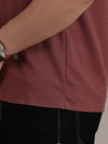 Dusty Pink Embossed Collar Polo Tshirt