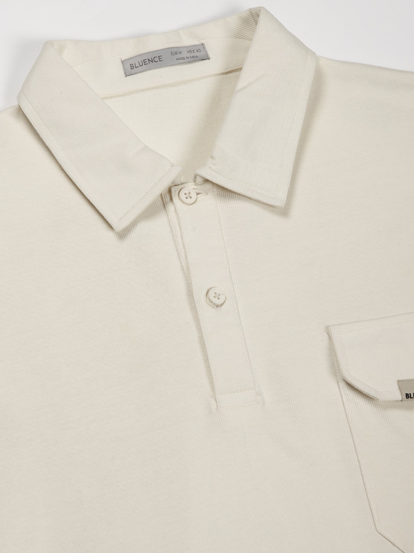 White Fine Textured Polo Tshirt