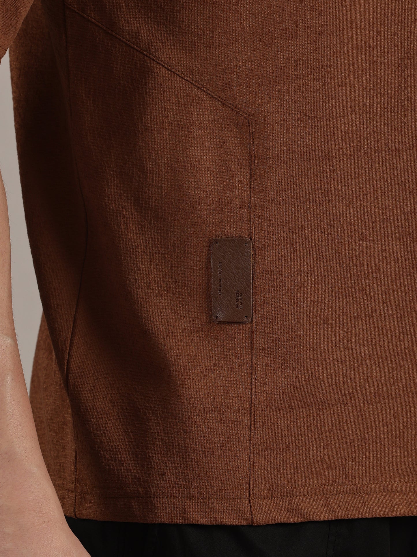 Rust Self Textured Polo Tshirt