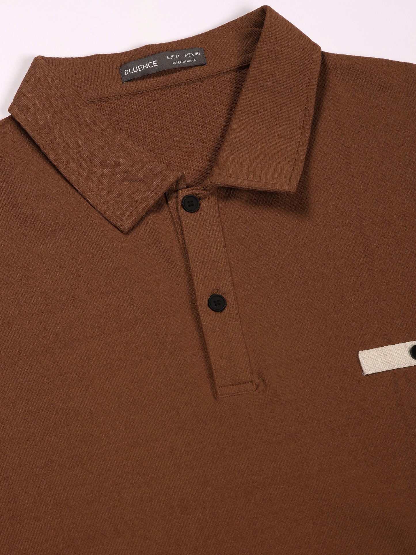 Rust Self Textured Polo Tshirt