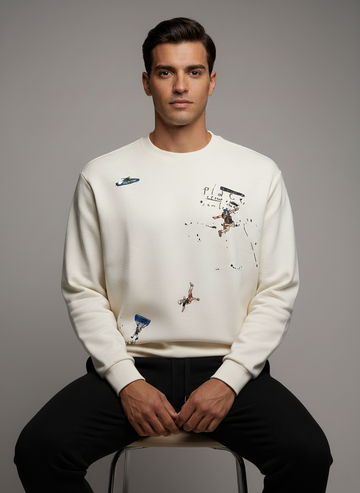 Beige Embroidered Sweatshirt