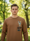 Men’s brown graphic sweatshirt with bicycle print – Bluence