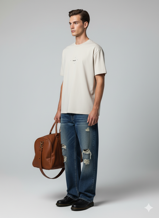 Beige Handsome Oversized T-shirt