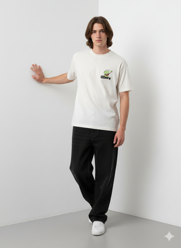 Ash Grey Back Printed Oversized Tshirt