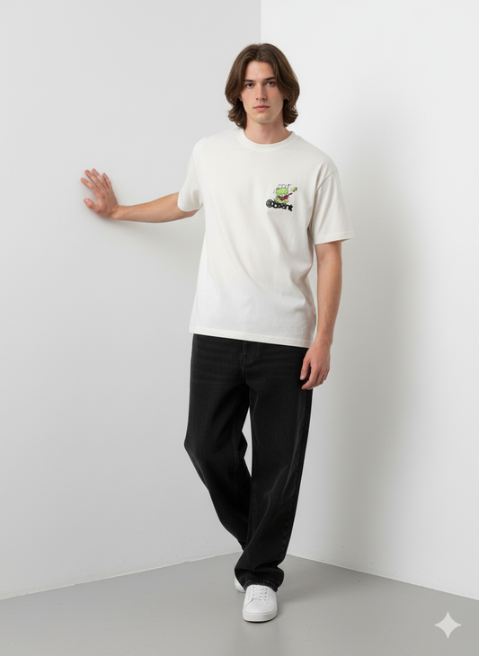 Ash Grey Back Printed Oversized Tshirt