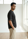 Black Neck Stitch Oversized Tshirt
