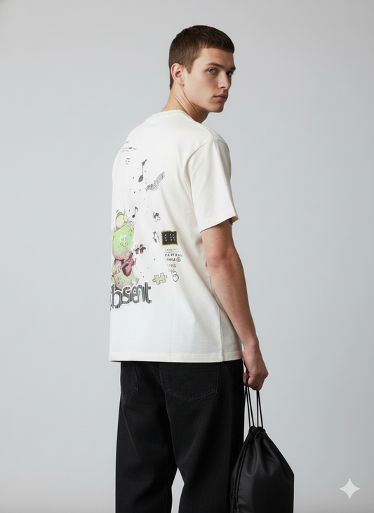 Ash Grey Back Printed Oversized Tshirt