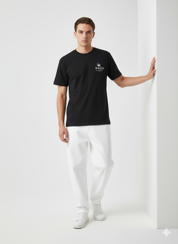 Black Back Printed Oversized Tshirt