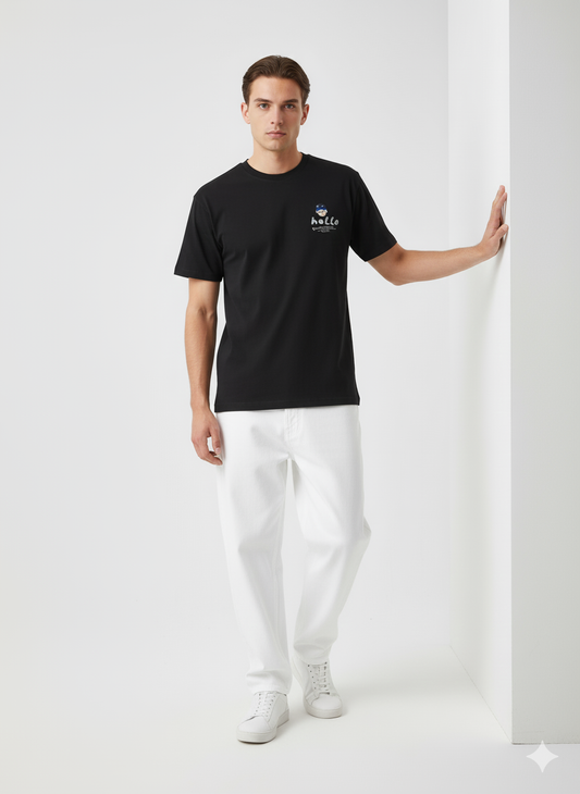 Black Back Printed Oversized Tshirt