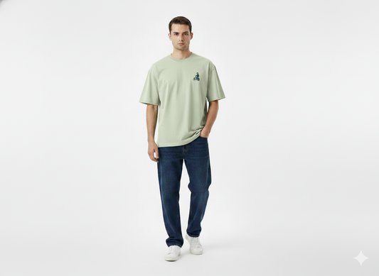 Lime Green Back Printed Oversized Tshirt