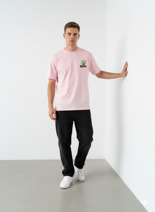 Pink Back Print Oversized Tshirt