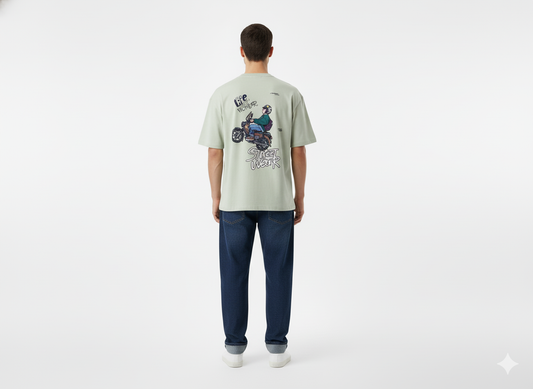 Lime Green Back Printed Oversized Tshirt