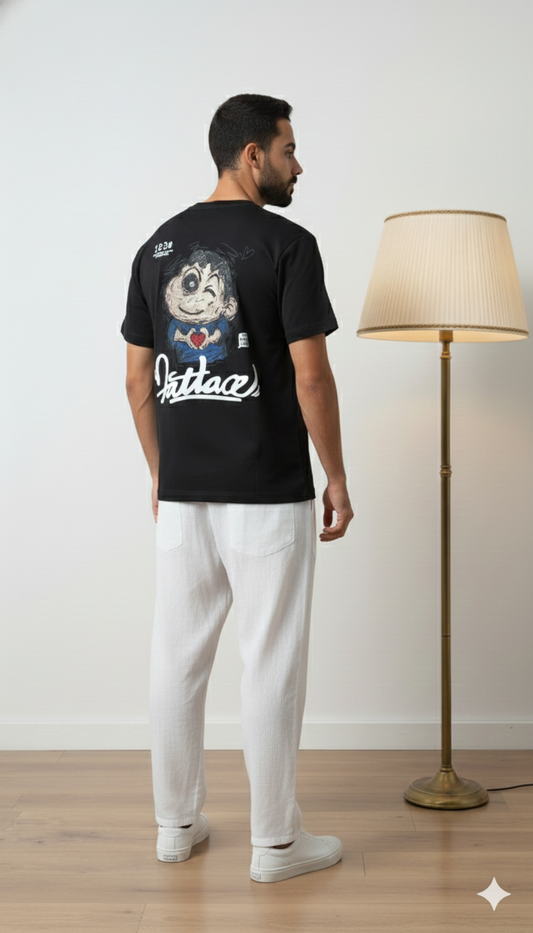 Black Oversized Back Print Tshirt