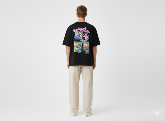 Black Sponge Bob Oversized T-shirt
