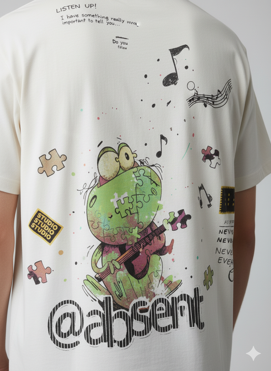 Ash Grey Back Printed Oversized Tshirt