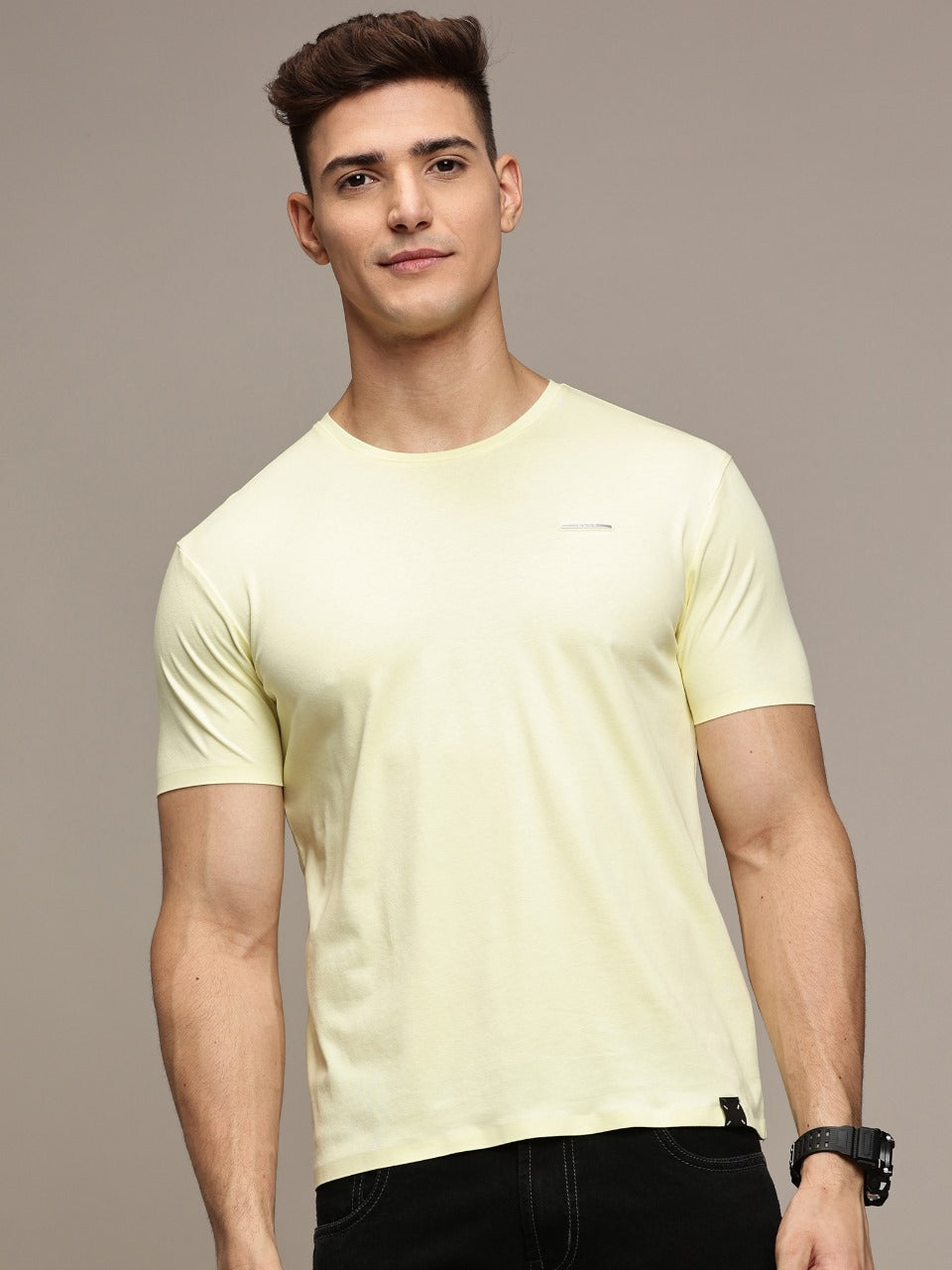 Yellow Seamless Crew Neck T-shirt