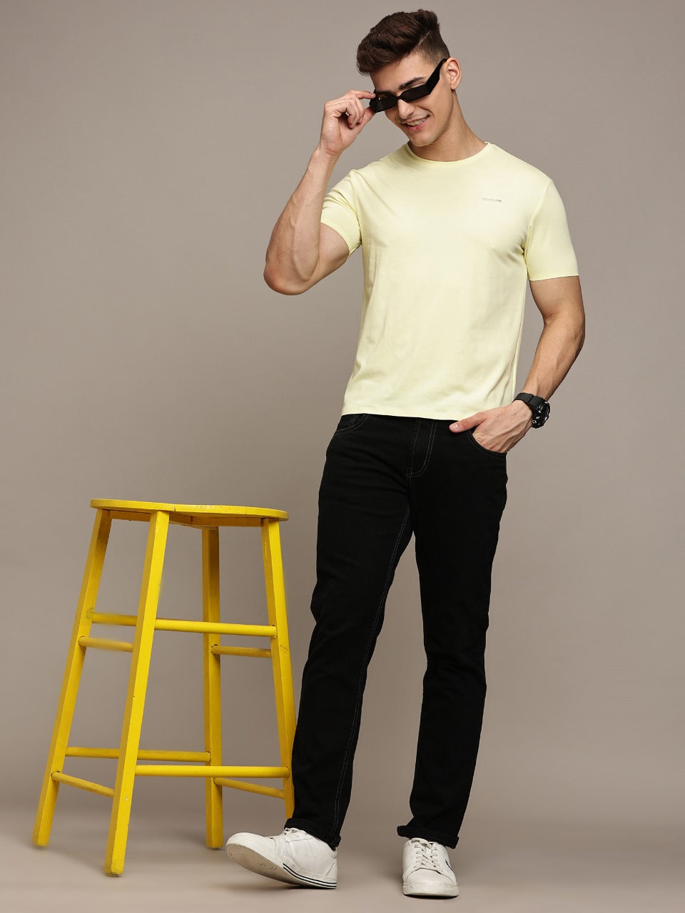 Yellow Seamless Crew Neck T-shirt